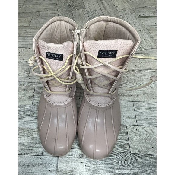 Sperry Girls Saltwater Duck Boots, Blush, Big Kids 3M Pink Side Zipper Rubber‎ - Picture 8 of 8